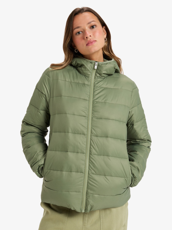 0 Wind Bliss - Hooded Padded Jacket for Women Green ERJJK03618 Roxy