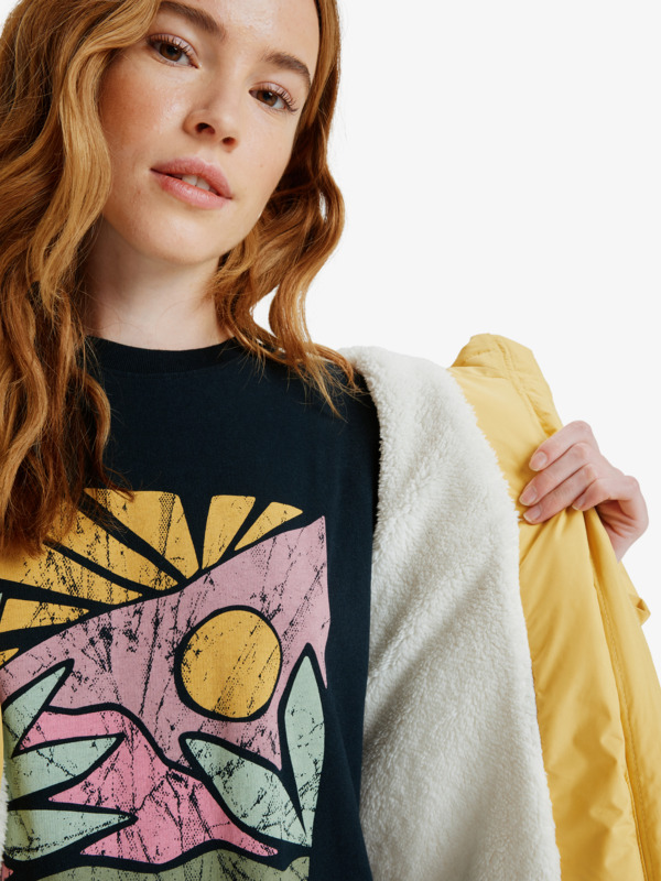 5 Better Weather - Veste longue à capuche pour Femme Jaune ERJJK03634 Roxy