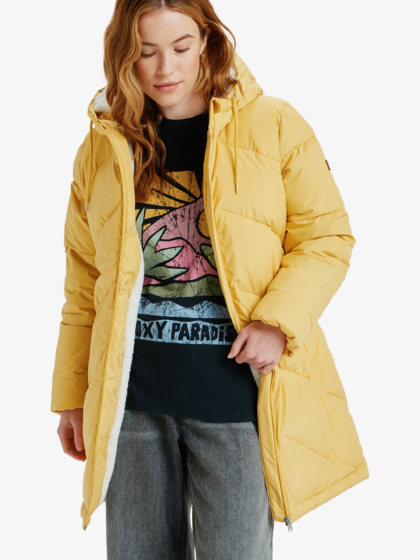 6 Better Weather - Veste longue à capuche pour Femme Jaune ERJJK03634 Roxy