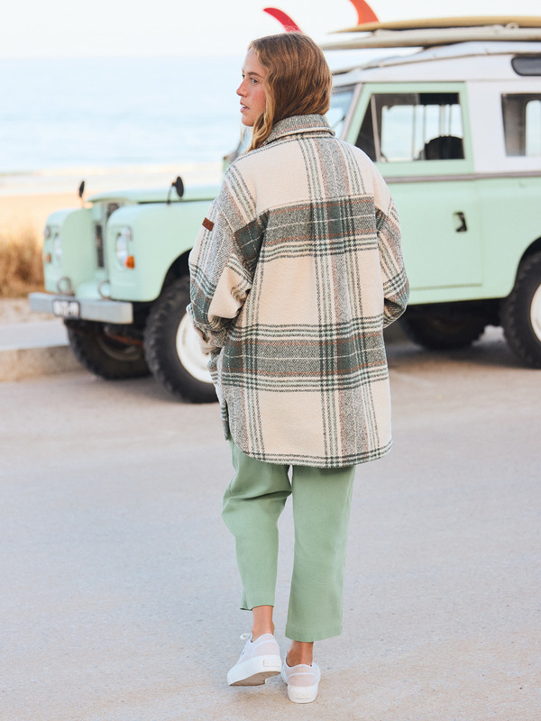 3 Check Me Now - Blanket Coat for Women Green ERJJK03647 Roxy