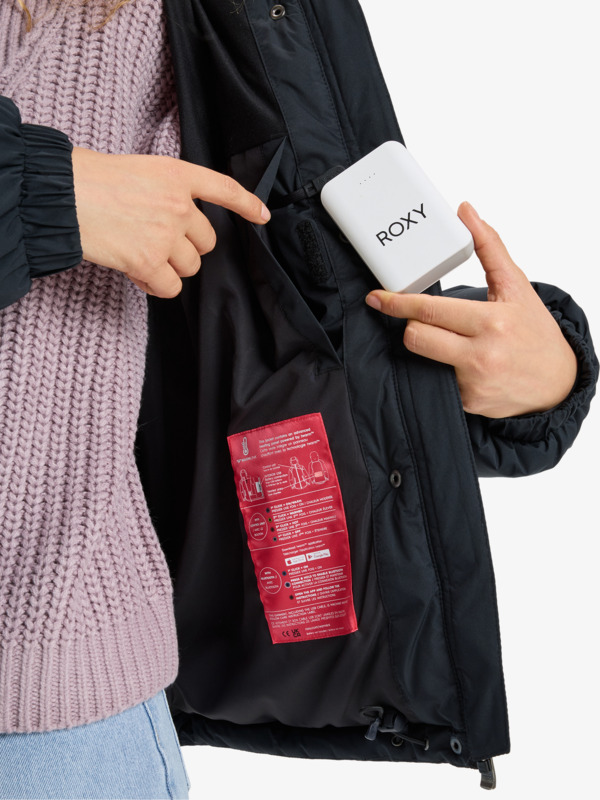 7 Uplands Warmlink 5K - Beheizte Winterjacke mit Kapuze für Frauen Schwarz ERJJK03651 Roxy