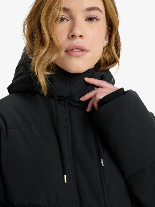 4 Seaside Memories - Mittellange Steppjacke mit Kapuze für Frauen Schwarz ERJJK03666 Roxy