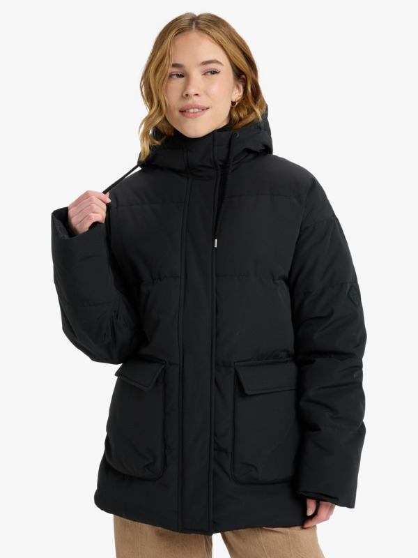 0 Seaside Memories - Mittellange Steppjacke mit Kapuze für Frauen Schwarz ERJJK03666 Roxy
