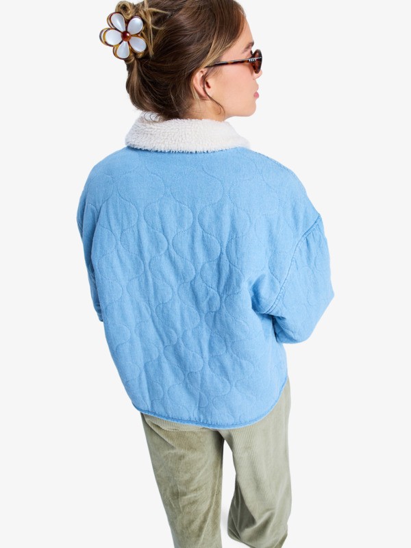 7 Not So Basic - Denim Jack met Sherpa-voering voor Dames Blue ERJJK03675 Roxy