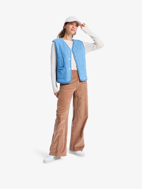 3 Simply Lucky - Dubbelzijdig kort denim jack met sherpavoering voor Dames Blue ERJJK03684 Roxy