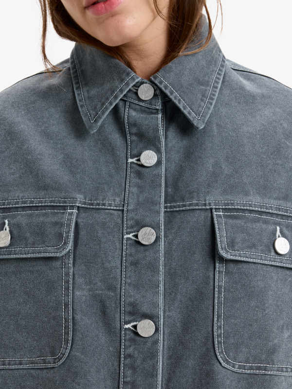 4 Chloe Kim Pop Stitch - Oversized shacket met relaxed fit voor Dames Black ERJJK03686 Roxy