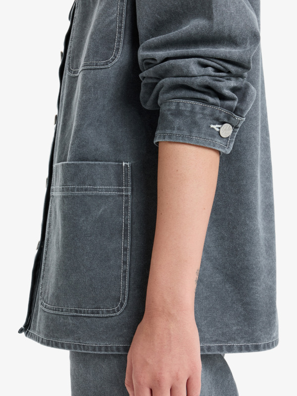 5 Chloe Kim Pop Stitch - Oversized shacket met relaxed fit voor Dames Black ERJJK03686 Roxy