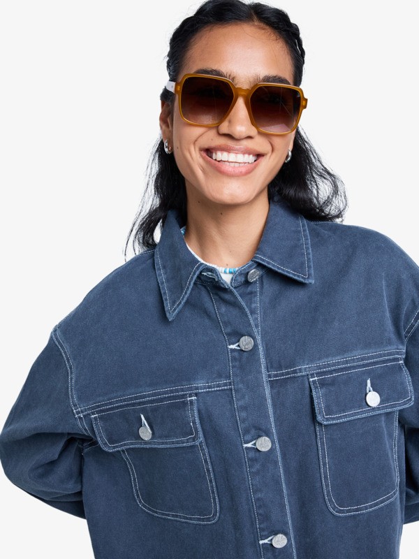 2 Chloe Kim Pop Stitch - Oversized shacket met relaxed fit voor Dames Black ERJJK03686 Roxy