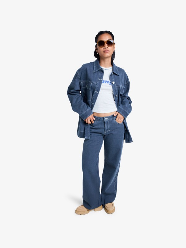 4 Chloe Kim Pop Stitch - Oversized shacket met relaxed fit voor Dames Black ERJJK03686 Roxy