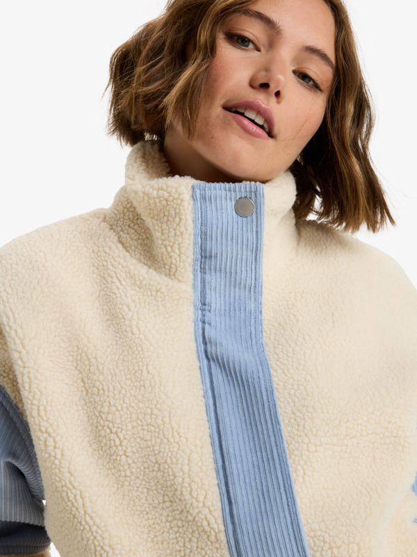 4 Wrap It Up Cord - Sherpa Oversized Jacket With Corduroy Block for Women Beige ERJJK03689 Roxy