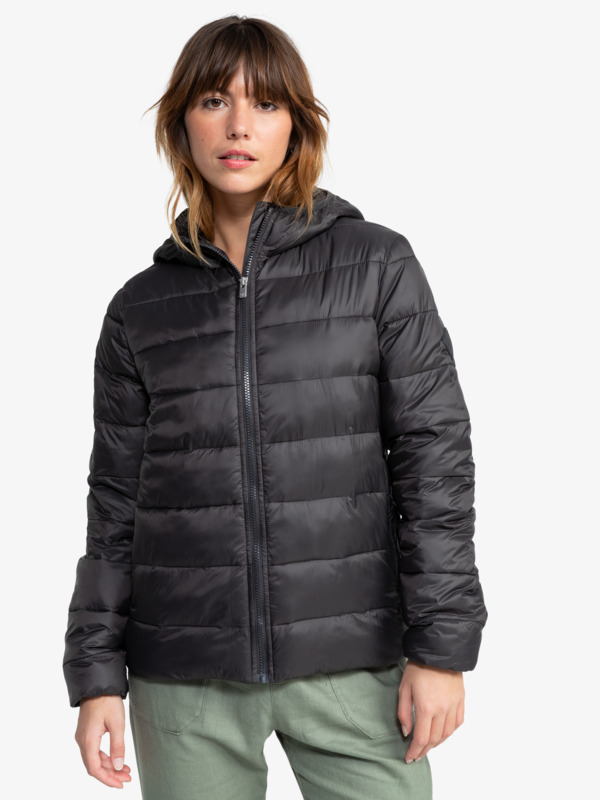 0 Wind Bliss Hooded - Leichte, wattierte Jacke für Frauen Schwarz ERJJK03691 Roxy