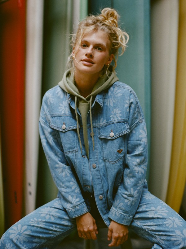 0 Salty Horizon - Denim Jacket for Women Blue ERJJK03700 Roxy