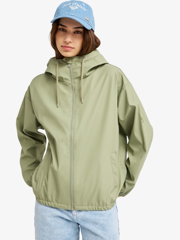 0 Wait For Me Light - Trenka para lluvia con Capucha  para mujer Verde ERJJK03706 Roxy
