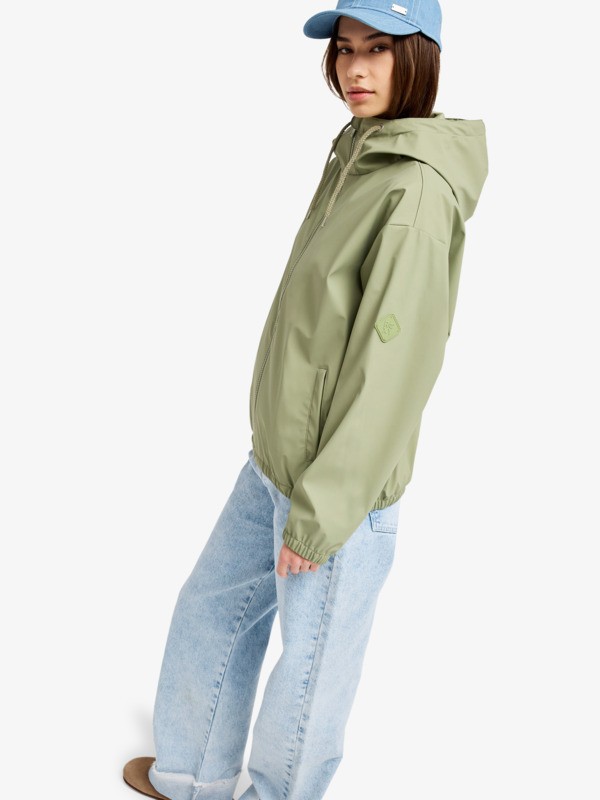 1 Wait For Me Light - Trenka para lluvia con Capucha  para mujer Verde ERJJK03706 Roxy