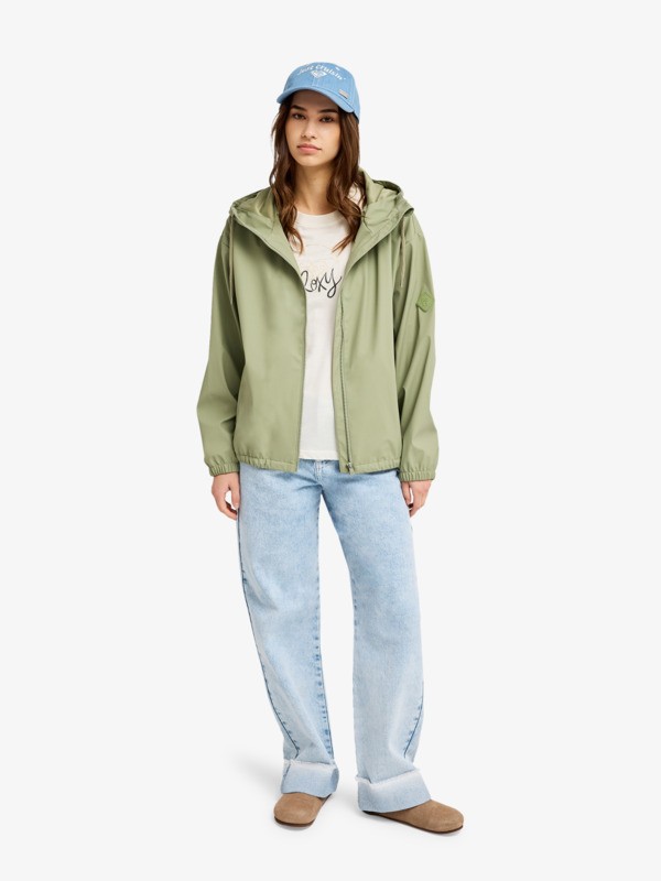 2 Wait For Me Light - Trenka para lluvia con Capucha  para mujer Verde ERJJK03706 Roxy