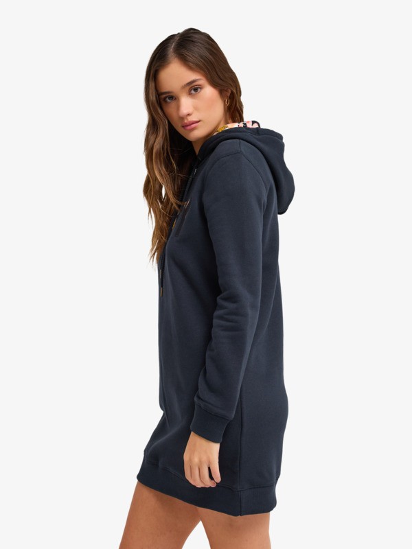 5 Be Rider - Long Sleeve Hoodie Dress for Women Black ERJKD03343 Roxy