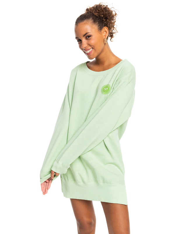 0 Meeting Up - Robe sweat oversize pour Femme Vert ERJKD03406 Roxy