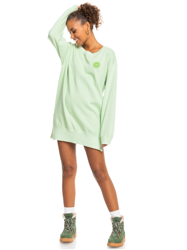 5 Meeting Up - Robe sweat oversize pour Femme Vert ERJKD03406 Roxy