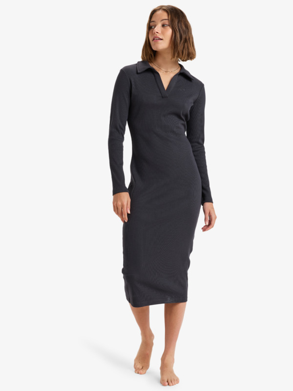 0 Taking Side - Robe midi pour Femme Noir ERJKD03496 Roxy