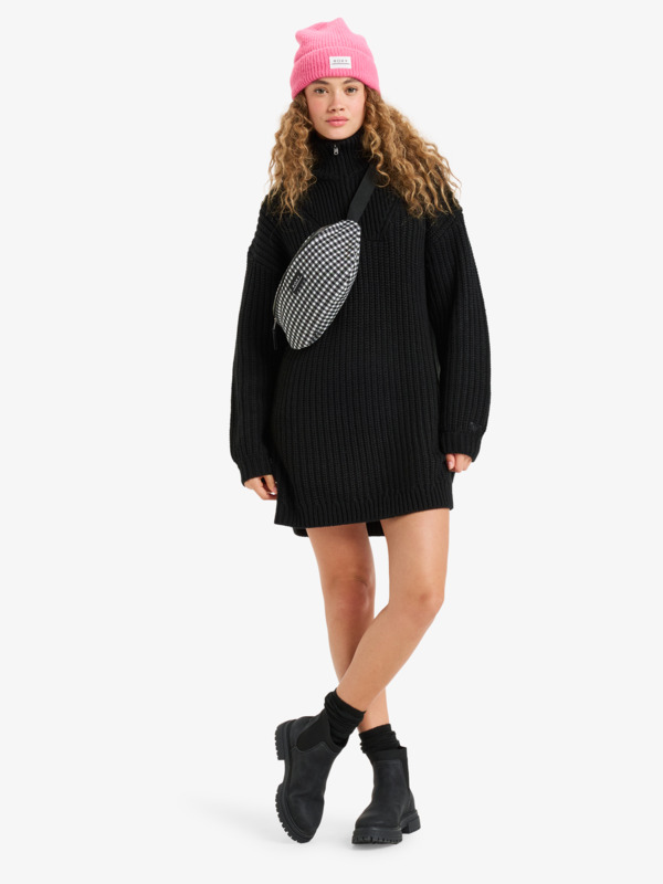 4 Home Again - Robe pull avec col semi-zippé pour Femme Noir ERJKD03535 Roxy