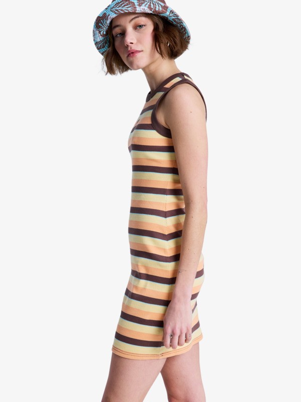 1 Iconic Days Stripes - &Auml;rmelloses Rippstrickkleid f&uuml;r Frauen Braun ERJKD03555 Roxy