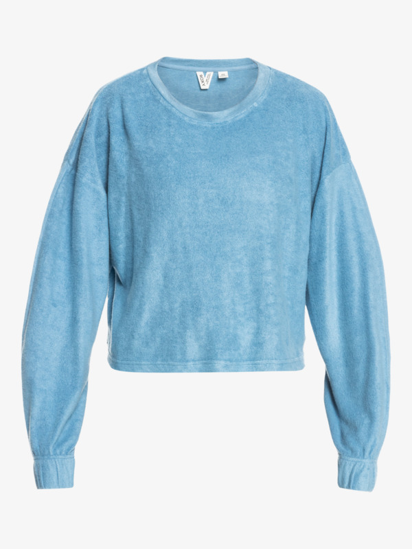 6 Loungin Around - Fleece Long Sleeve Top for Women Blue ERJKT03937 Roxy