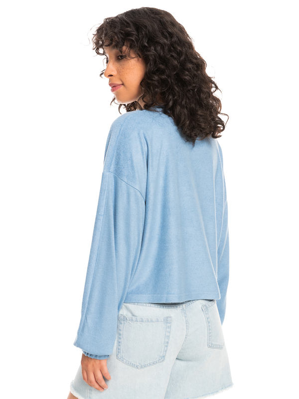5 Loungin Around - Fleece Long Sleeve Top for Women Blue ERJKT03937 Roxy