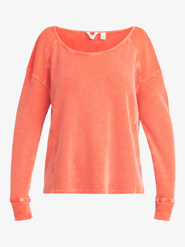 5 Boho Mind - Long Sleeve Waffle Knit Top for Women Orange ERJKT04063 Roxy