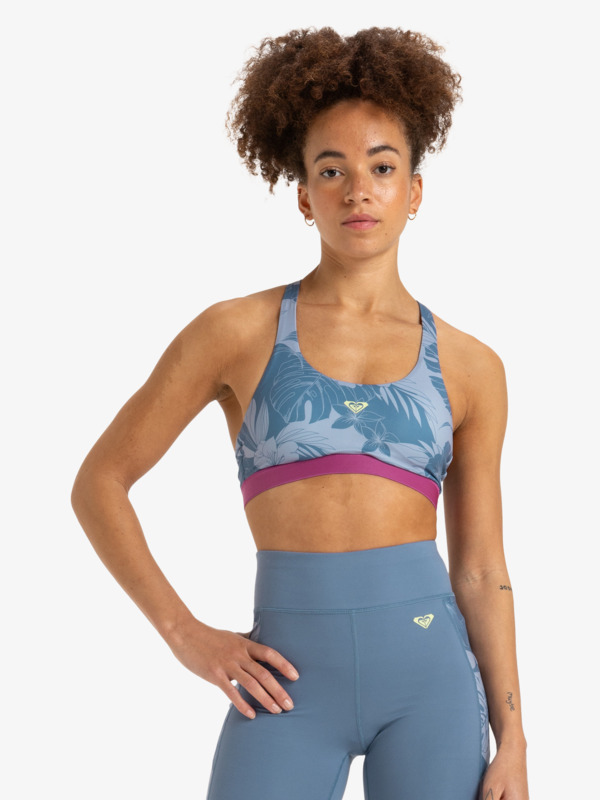 6 Pure Pursuit - Brassière pour sport à moyen impact pour Femme Bleu ERJKT04199 Roxy