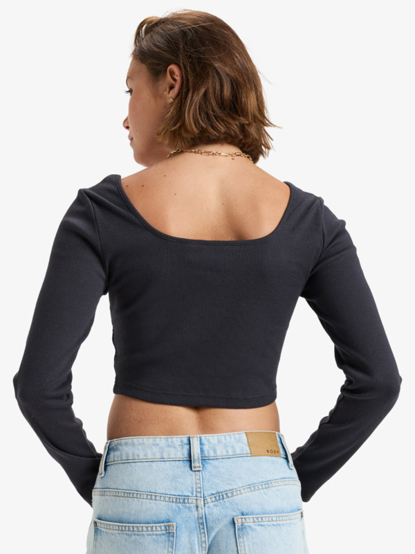 8 Pretty Please - Langärmliges Crop Top für Frauen Schwarz ERJKT04211 Roxy