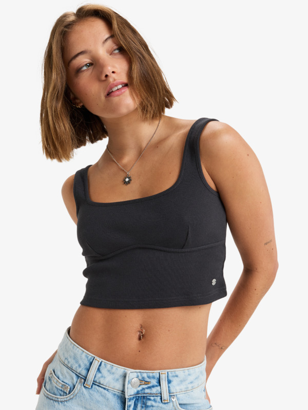 0 Pretty Please - Tank Crop Top for Women Black ERJKT04212 Roxy