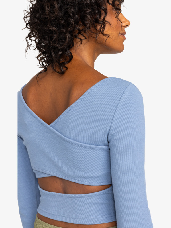 2 Good Keepsake - Long Sleeves Cropped Top for Women Blue ERJKT04213 Roxy