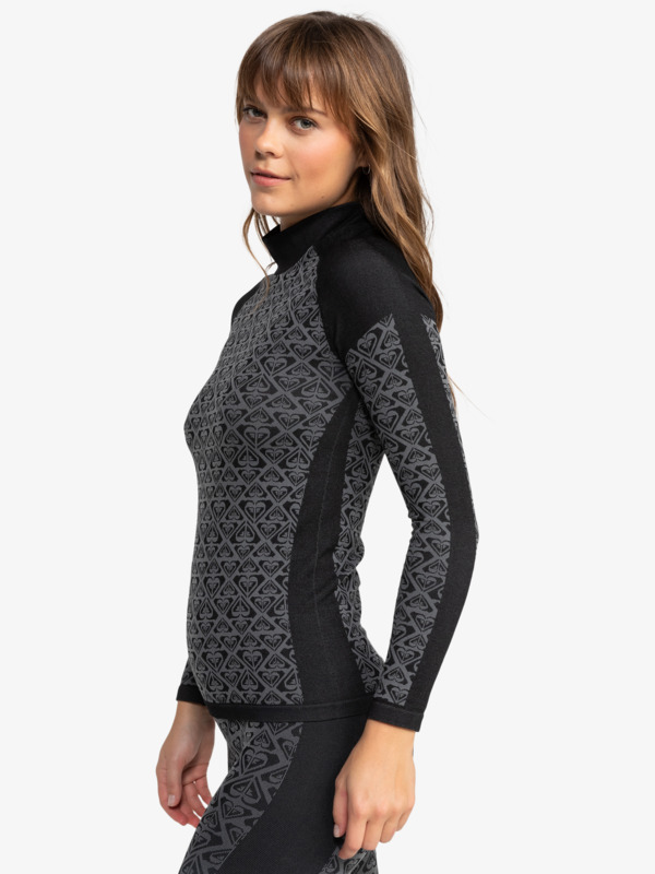 3 Chill Out Seamless Heart - Top con cuello semi-alto para Mujer Negro ERJKT04260 Roxy