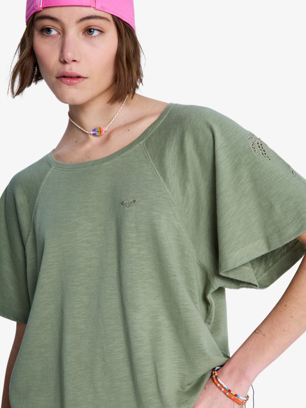 2 Time For Palm Tree - Short Sleeves T-Shirt for Women Green ERJKT04275 Roxy