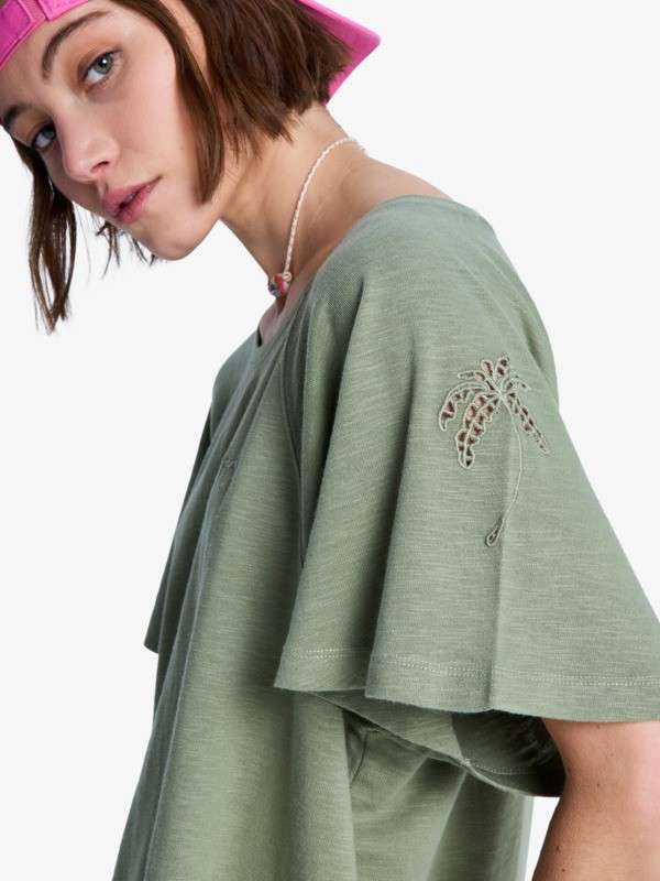 3 Time For Palm Tree - Short Sleeves T-Shirt for Women Green ERJKT04275 Roxy