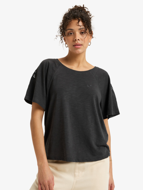 0 Time For Palm Tree - Short Sleeves T-Shirt for Women Black ERJKT04275 Roxy