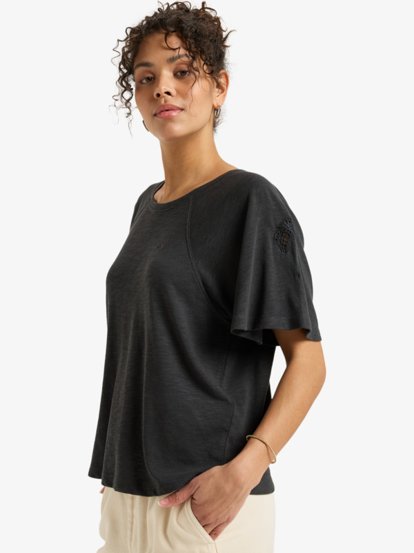 1 Time For Palm Tree - Short Sleeves T-Shirt for Women Black ERJKT04275 Roxy