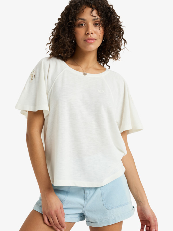 0 Time For Palm Tree - Short Sleeves T-Shirt for Women White ERJKT04275 Roxy