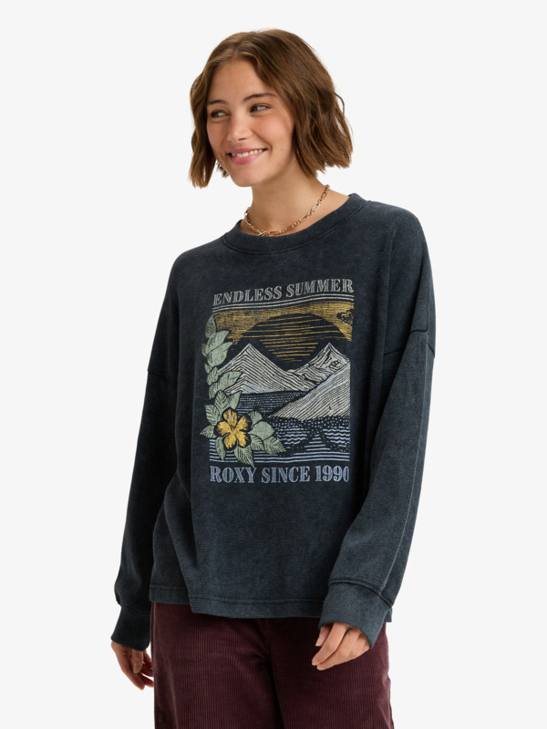 0 Eastside Midweight - Top mit Vintage-Waschung für Frauen Schwarz ERJKT04322 Roxy