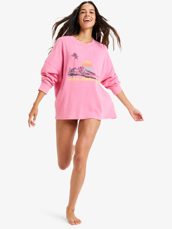 5 Eastside Midweight - Rundhals-Top mit Vintage-Waschung für Frauen Rosa ERJKT04322 Roxy