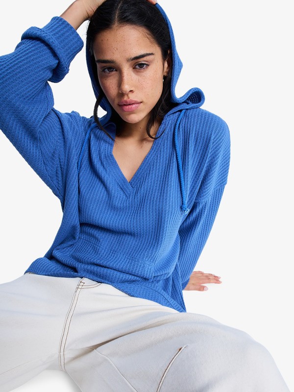 6 Ocean Drive - Oversized Knit Hoodie for Women Blue ERJKT04323 Roxy