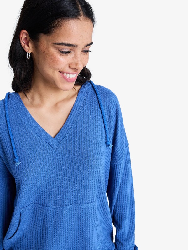 2 Ocean Drive - Oversized Knit Hoodie for Women Blue ERJKT04323 Roxy