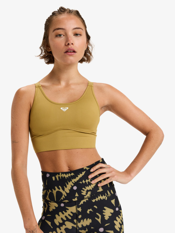 3 Heart Into It Attitude - Soutien-gorge de sport pour Femme Beige ERJKT04326 Roxy