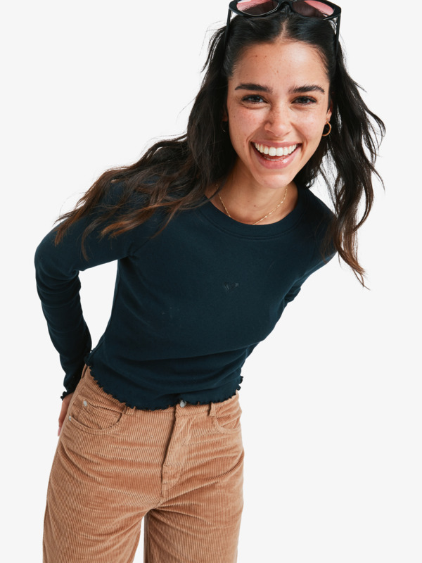 0 Time Off Pointelle - Long Sleeve Top for Women Black ERJKT04358 Roxy