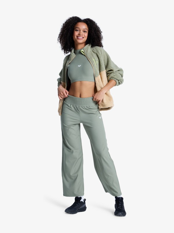 3 Rise & Vibe - D&eacute;bardeur de sport court pour Femme Vert ERJKT04366 Roxy