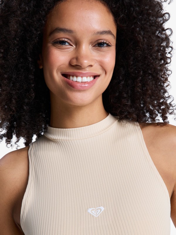 2 Rise & Vibe - Cropped sport tank Top for Women Beige ERJKT04366 Roxy