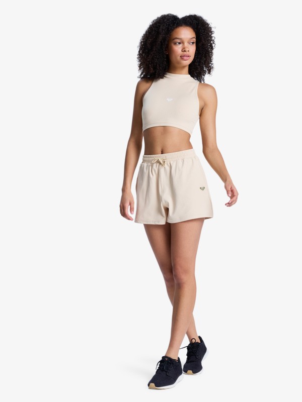 3 Rise & Vibe - Cropped sport tank Top for Women Beige ERJKT04366 Roxy