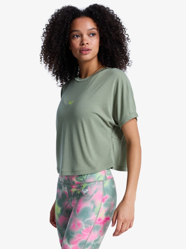 1 Everyday Flow - Short Sleeve Technical T-Shirt for Women Green ERJKT04367 Roxy
