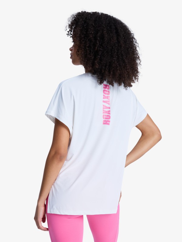 5 Move Free 2 - Short Sleeve Workout Top for Women White ERJKT04377 Roxy