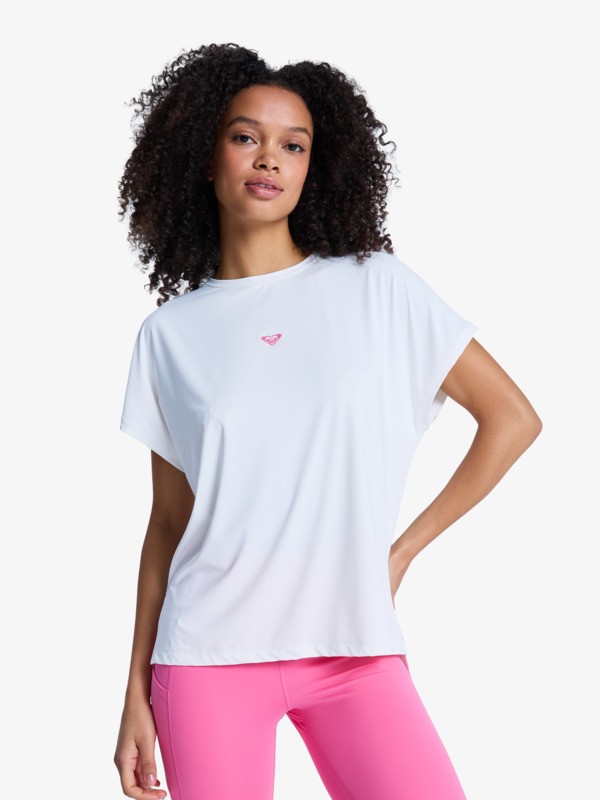 0 Move Free 2 - Short Sleeve Workout Top for Women White ERJKT04377 Roxy
